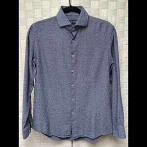 Men's Luigi Fusaro 100% Cotton Blue White Shirt Size 15 3/4 40